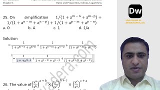Lecture 11 - Ratio, Proportion, Indices and Logarithm - Part 5 - CA Foundation