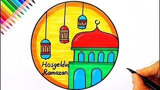 Hoşgeldin Ramazan 🕌 Ramazan Resmi Çizimi - Çok Kolay Cami Çizimi  - Adım Adım Ca