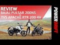 TVS Apache RTR 200 4V VS Bajaj Pulsar 200 NS : Review : PowerDrift