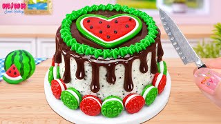 Watermelon Oreo Chocolate Heart Cakesatisfying Baking Mini Fresh Summer Cake Mina Sweet Baking