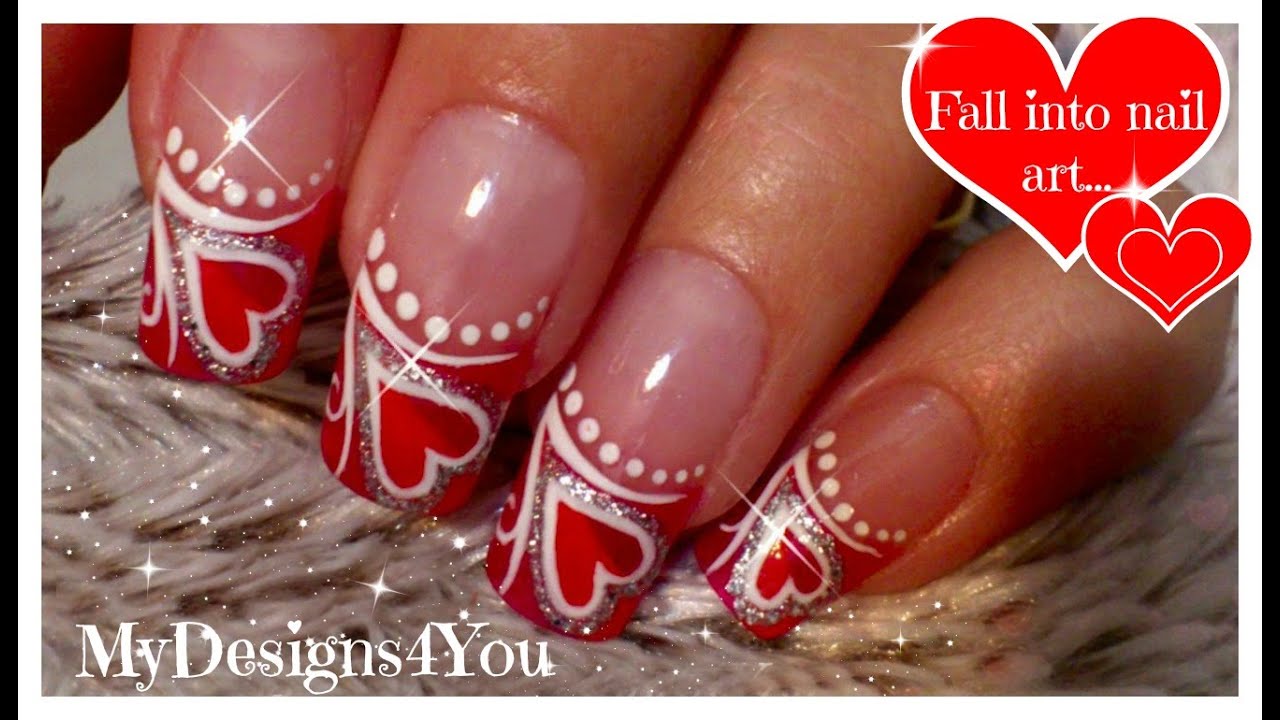 Red and White Heart Nail Design - wide 5