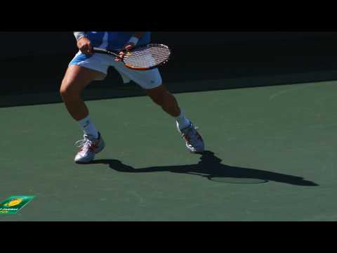 Close-up footage of Nikolay ダビデンコ's footwork in HD -- Indian Wells Pt． 41