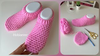 Kolay Tığ İşi Patik Modeli Yapımı / Crochet Booties for Women / Bayan Patik Mode