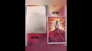 A Girl In Beautiful Dress Acrylic Painting Inspired By Annac Paints