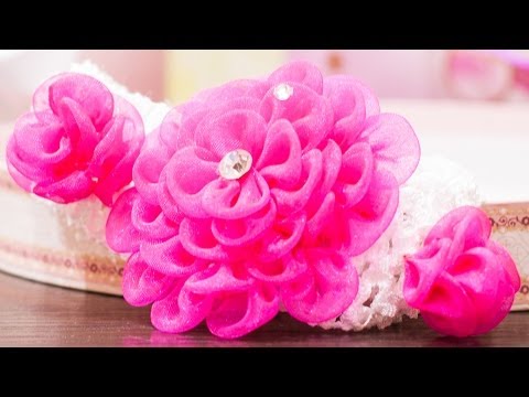 Цветы с органзы канзаши Цветы с органзы канзаши