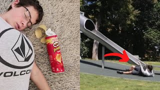 Fat Kid Falls Over In Public Experiment Vlog
