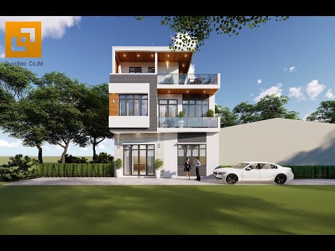 Phối cảnh kiến trúc nhà phố 3 tầng hiện đại của anh Thái ở Trảng Bom