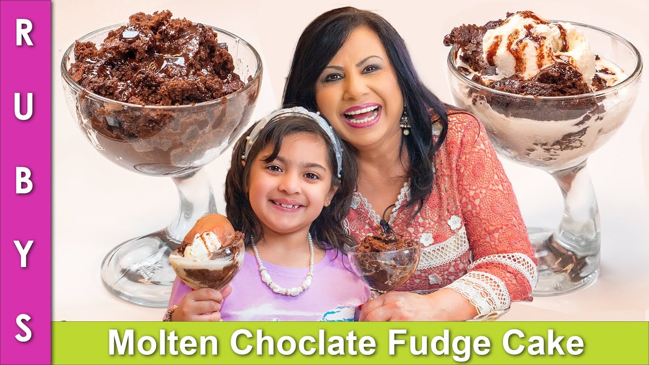No Oven! No Chocolate! No Eggs! Molten Chocolate Fudge Cake Recipe in Urdu Hindi - RKK