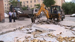 Видео Центральные улицы Волгограда благоустраивают после демонтажа незаконных киосков от ГТРК "Волгоград-ТРВ". "Волгоград 24", улица Клавы Панчишкиной, Волгоград, Россия