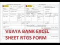 HOW TO FILL VIJAYA BANK RTGS EXCEL SHEET FORM