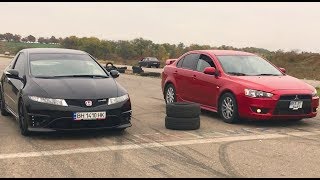 Mitsubishi lancer X (turbo 300 h.p+) vs Honda civic type-R .( ??? ?????)