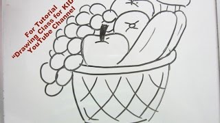 how to draw basket of fruits step by step tutorial for kids