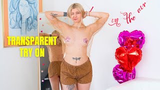 4K Transparent Fabric 2024 | Fishnet Try On Haul | Crop Top Try On Haul With Emili