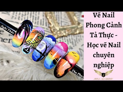 Vẽ nail phong cảnh tả thực - Học vẽ nail