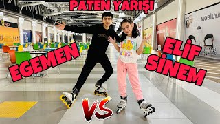 ELİF SİNEM VE EGEMEN PATEN YARIŞMASI !! AVM KAPANDI VE PATEN YARIŞMASI YAPTIK !!