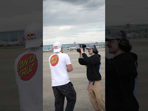 Jamie Foy kickflips to a safe landing on an airport tarmac. #RedBullTerminalTakeover #shorts