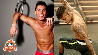 Handsome And Muscular Football Players Workout   Cristiano Ronaldo, Neymar, Mess
