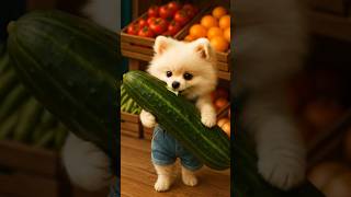 Pome-Chan Eats A Giant Cuber Cute Puppy Asmrポメちゃんが巨大キュウリを食べる