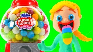 Baby Elsa Plays With A Gumball Machine Spiderman, Hulk & Frozen Elsa Play Doh Cartoons For Kids
