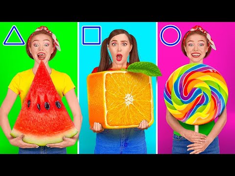 พยายามอย่ากินเข้าไป || คนที่หยุดกินคนสุดท้ายชนะ ! ชาลเลนจ์อาหารรูปทรงเรขาคณิต โดย 123 GO! FOOD