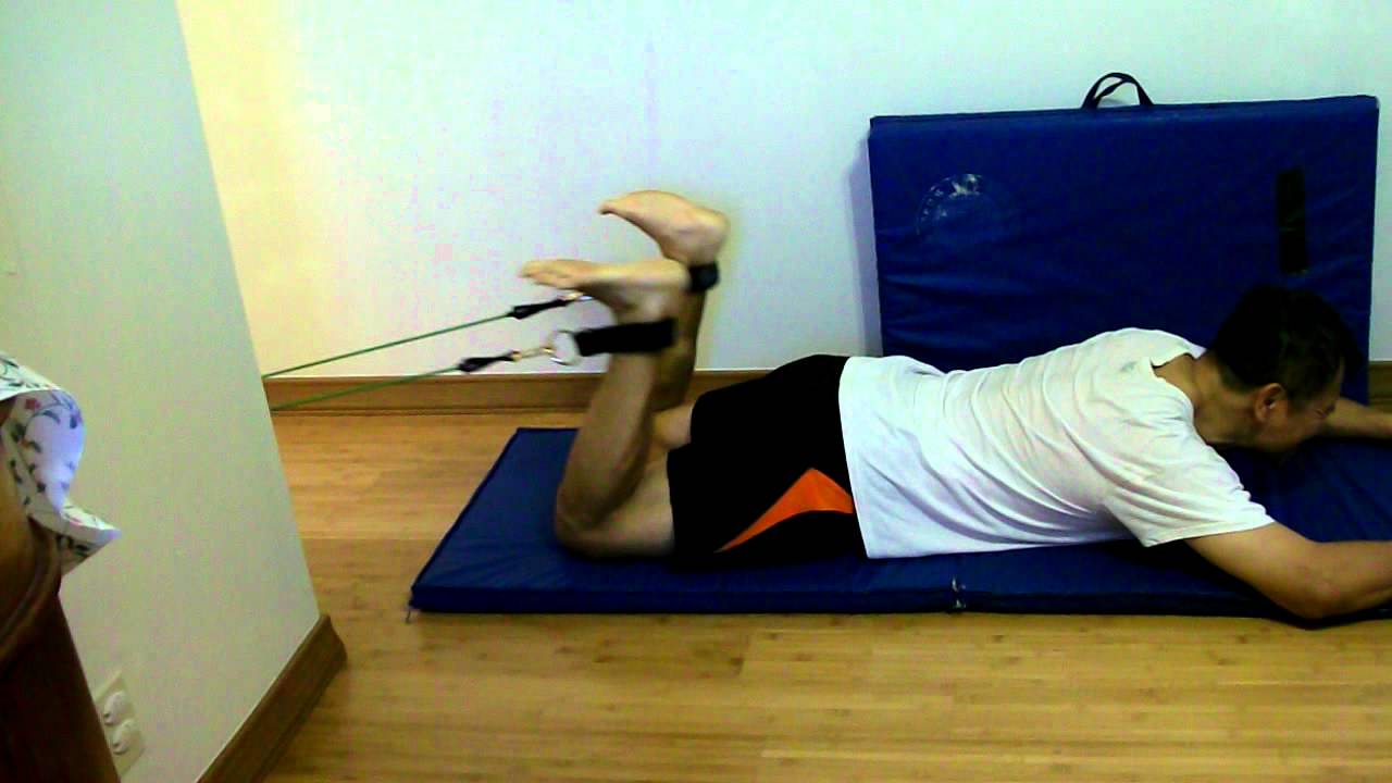 Lying Leg Curls with Bodylastics Resistance Bands YouTube