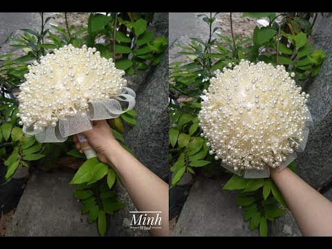 Hướng dẫn làm bó hoa cưới từ cuộn hạt và ruy băng - Wedding Bouquet - MS06