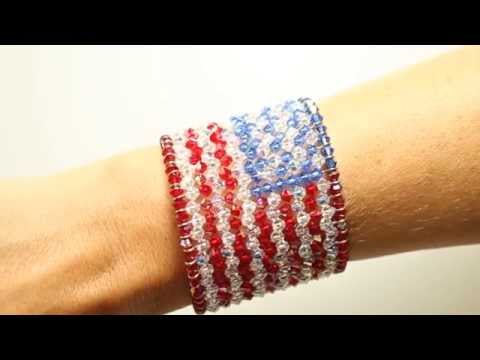 American Flag Cuff Bracelet, 600 Swarovski Crystals, Finished with Sterling Silver Magnetic Clasps American Flag Cuff Bracelet, 600 Swarovski Crystals, Finished with Sterling Silver Magnetic Clasps