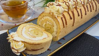 Eng Oson Va Mazzali Bananli Rulet Tort Бисквитный Рулет С Бананом