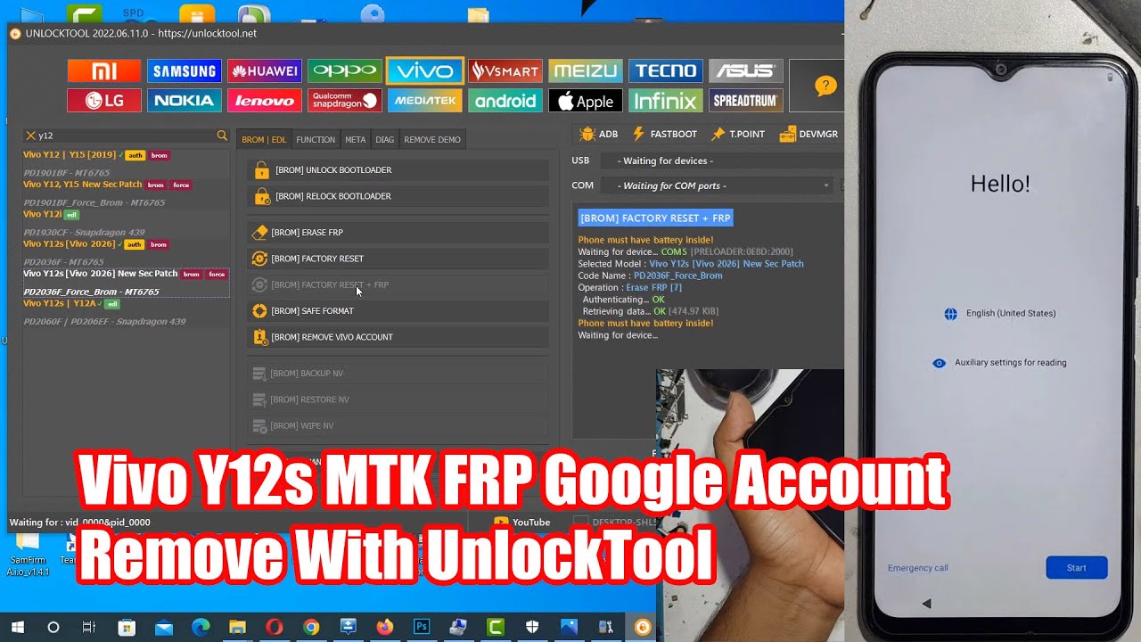 Vivo Y12s MTK FRP Google Account Remove With UnlockTool Vivo Y12s MTK FRP Google Account Remove With UnlockTool