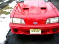 Justins red 88 5.0 mustang before the 357w engine and a c4 trans