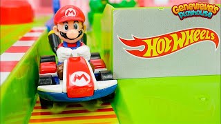 Mario Kart Hotwheels Race Car Toy Learning Video For Kids!