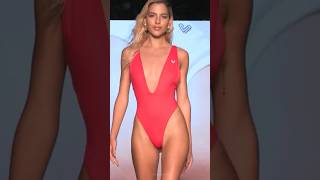Veve Bikini Fashion Show Model In Red Bathing Suit #Miamiswimweek2023 #Shiftmodel