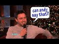 Ellen has fun with Andy with "Can He Say That?"