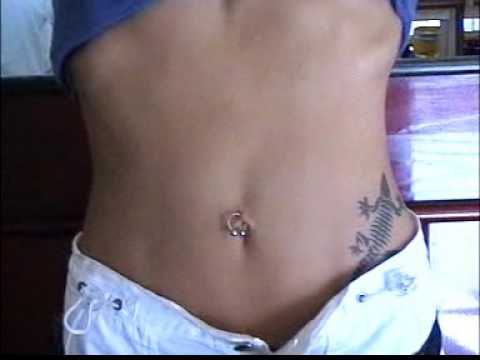 Girls belly button play