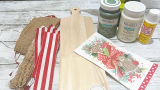 Adorable Gingerbread Cutting Board Napkin Decoupage Just 1 Easy Diy