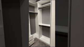 Walk-in closet, white, softclosing drawers. chrome hardware finish!