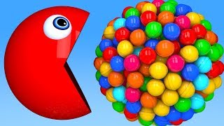 Learn Colors with PACMAN and Farm 3D Cricket Ball Balloon for Kid Children
