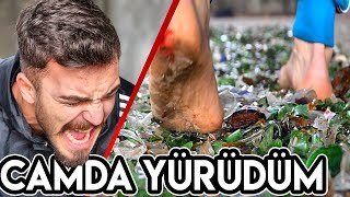 KIRIK CAMLARIN ÜZERİNDE ÇIPLAK AYAK YÜRÜMEK!! #KontrolsüzGüç