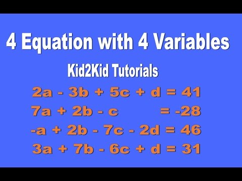 4 Equations 4 Unknowns | Algebra | Kid2Kid Tutorials