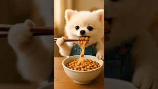 Pome-Chan Eats Giant Nattocute Puppy Asmr巨大納豆を食べるポメちゃん포메짱 낫토 먹방