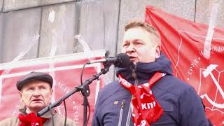 Видео 100-летие Великой Октябрьской социалистической революции в Нижнем Новгороде от КПРФ в Нижегородской области, Октябрьская улица, Нижний Новгород, Россия