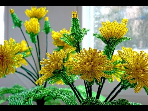 Одуванчик из бисера пошаговое фото Одуванчик из бисера пошаговое фото