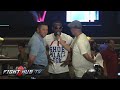 Canelo vs. Lara: MGM Grand arrival- Face Off & interview video