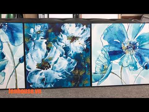 Tranh treo tường bộ 3 hoa vuông