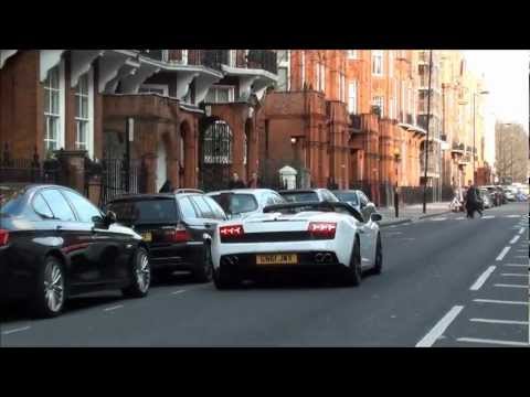 Supercars In London Vol 9 Aventadors 599 GTOs Nice sounds Funny green 