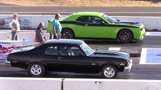 Old vs New Muscle Cars Drag Racing,Dodge Demon,Hellcat,Chevy Nova and more