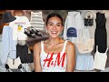 MASSIVE H&M SPRING TRY-ON HAUL! (stripe linen pants, straw tote, capsule wardrobe, floral) | 2024
