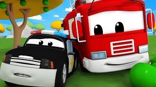 Car Patrol - Matt's birthday surprise - Car City ! Police Cars and fire Trucks for kids