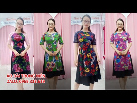 Áo Dài Cách Tân Mặc Tết 2020 U40, U50, U60 tuổi trung niên, người lớn tuổi 60kg có Size người Mập