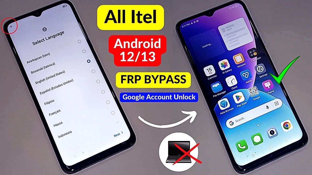 All Itel Android 12/13 FRP Bypass – Without Activity All Itel Android 12/13 FRP Bypass – Without Activity